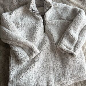 Elodie Soft Gray and White Sherpa Jacket